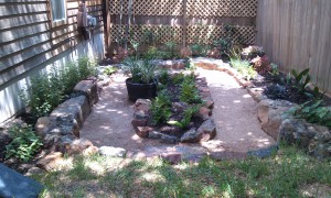 backyard landscape design custom stone work austin 3