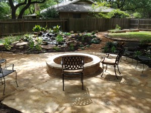 fire pit and water feature