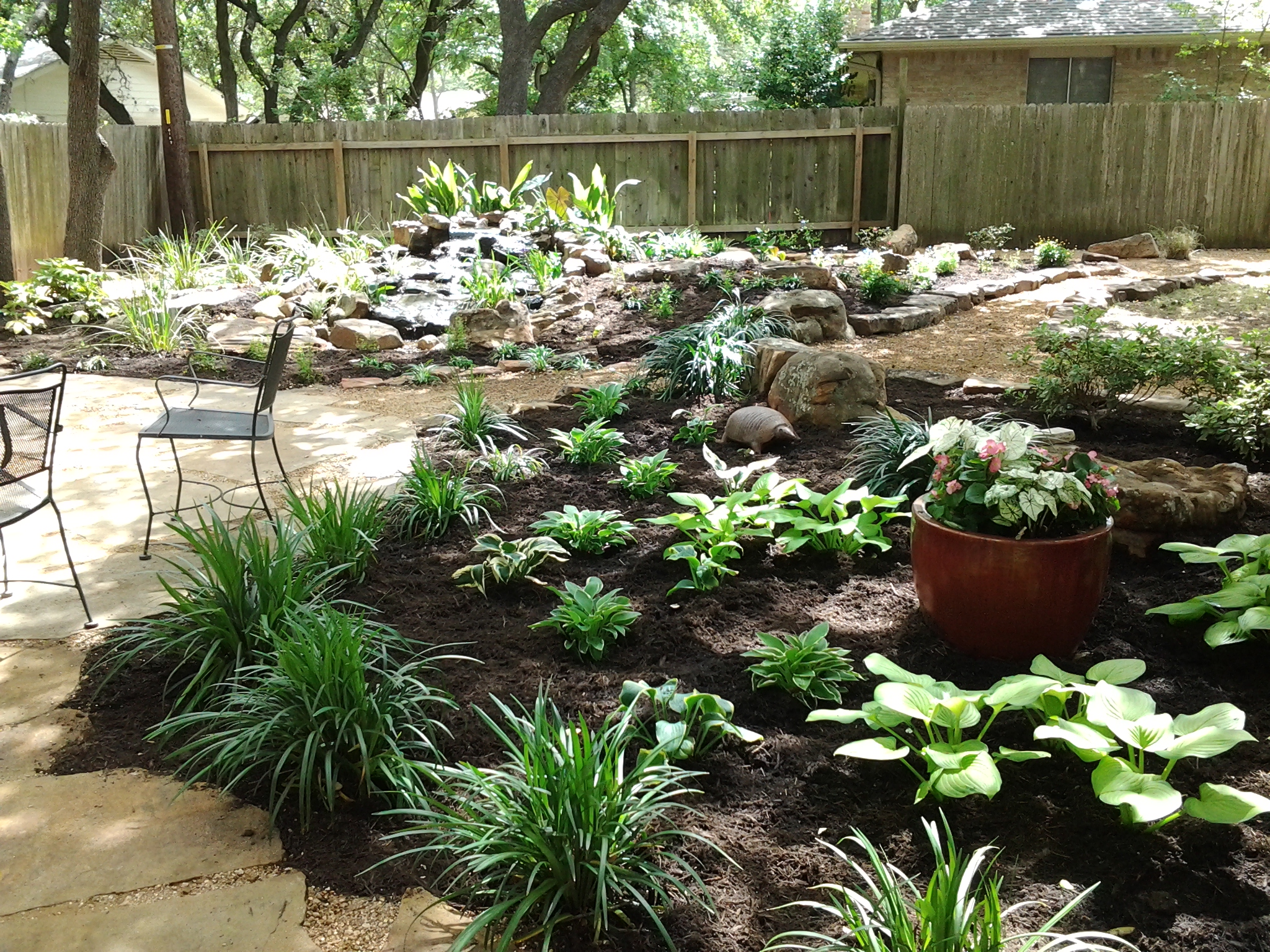 Landscape design ideas, stone fire pits, water features, backyard 